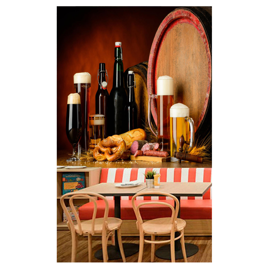 Papel de Parede Alimento Adesivo Decorativo Decoração Restaurante Adega Cerveja Chopp - AL085