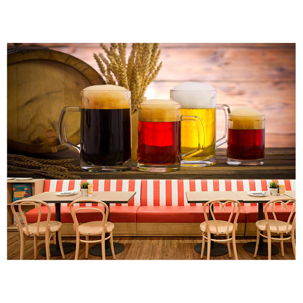 Papel de Parede Alimento Adesivo Decorativo Decoração Restaurante Adega Cerveja Chopp - AL086
