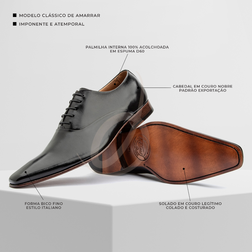 Sapato Social Masculino Clássico Oxford Original Estilo Italiano Bigioni Couro Legítimo em Oferta na Shopee