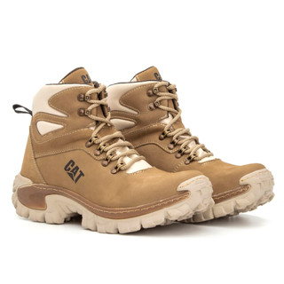 Coturno Masculina de Couro Nobuck 2067 Creme Coturno Botas Botina Botinha Masculino 37 ao 46