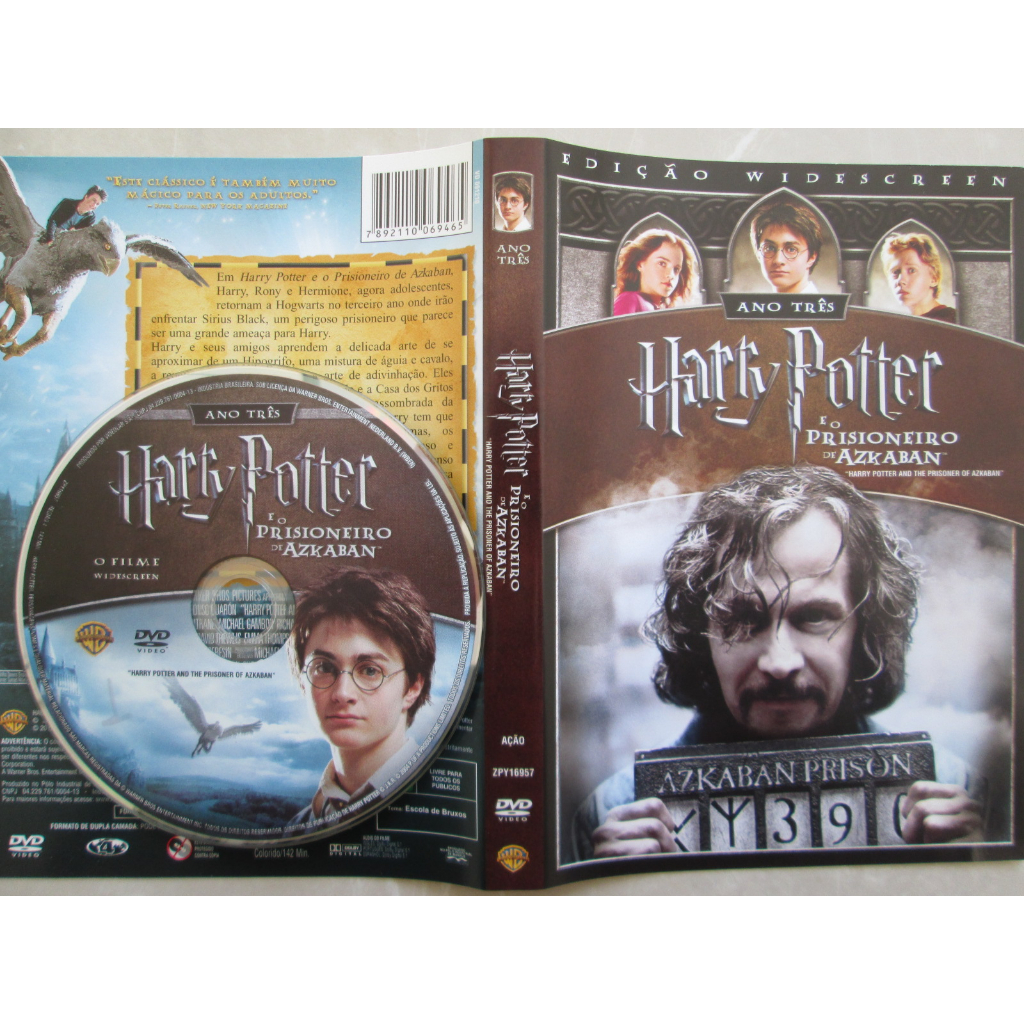 DVD - HARRY POTTER / E O Prisioneiro De Azkaban / Ano Três / Edição Widescreen / Impecável / Mídia Impecável / Original