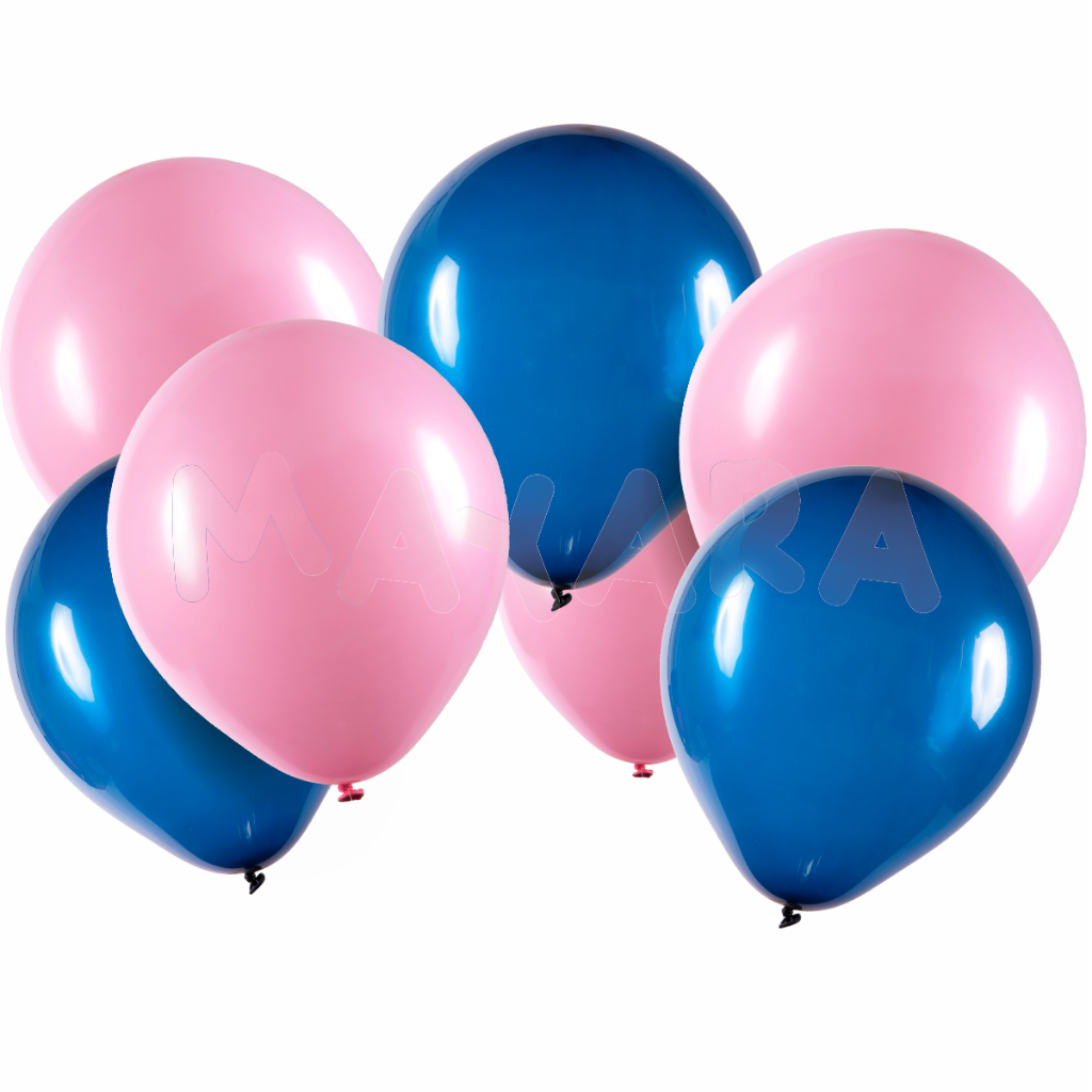 Balão - Bexiga Liso Azul Escuro com Rosa 8 Polegadas - 50 unidades
