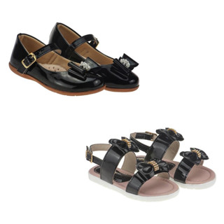 Kit 2 Pares Sapatilha Boneca Preto Infantil Feminina e Sandália Feminina