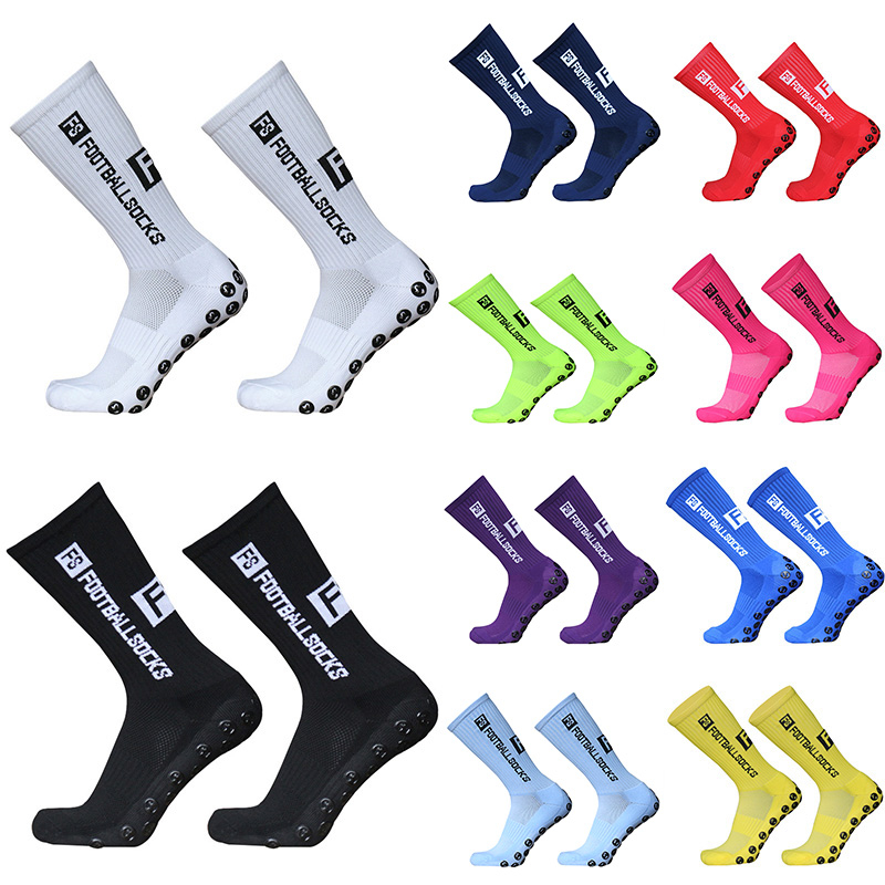 Kit 3 FS meias de futebol de silicone anti-derrapante para jogos de futebol profissionais