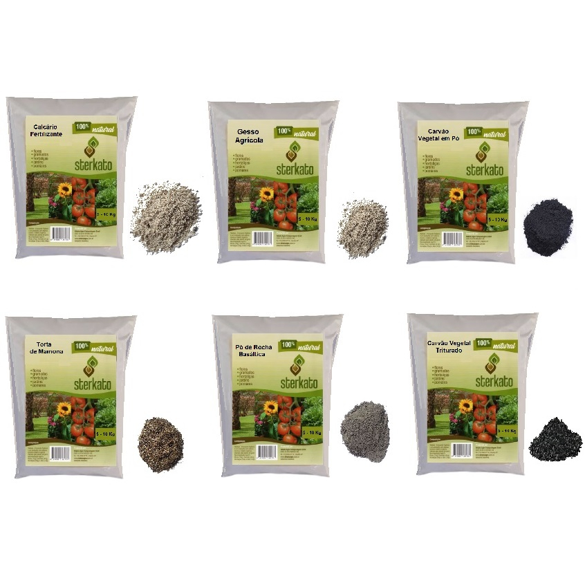 Produtos Solo Agrícola (5 Kg): Pó de Rocha Basáltica / Gesso Agrícola/ Torta de Mamona/ Carvão Ativado Vegetal/ Composto Orgânico Classe A Premium/ Calcário Fertilizante/ Adubo 100% Orgânico Esterco por Kg Oferta