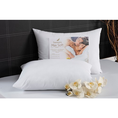 Travesseiro Maxsoft 50x70 suporte médio fibra siliconizada antialérgico macio em Oferta na Shopee