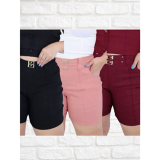 Kit com 3 Bermuda Feminina de Bengaline com 2 Fivelas Plus Size Linha Premium