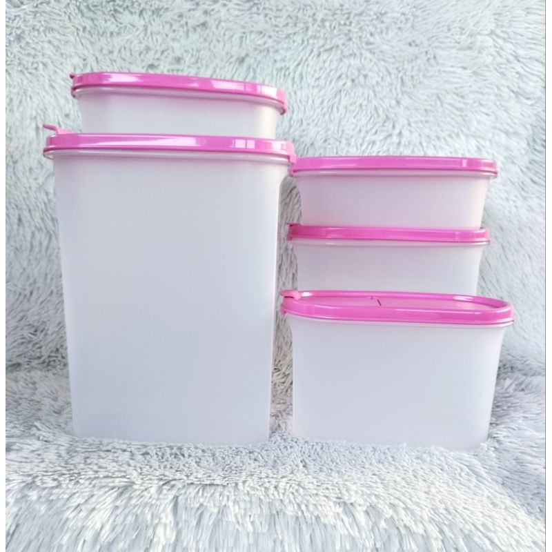 Pote Mantimentos Modular Tupperware Transparente Com Tampa Rosa 500ml/2,9L