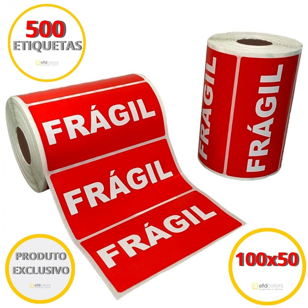 Etiqueta Couché Frágil - 1 Rolo com 500 unidade 100x50mm