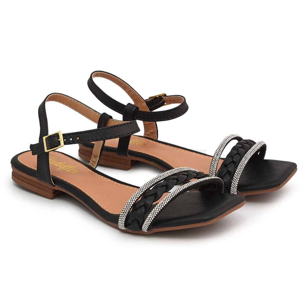 Sandália Rasteirinha Feminina em Tiras Ajustável Lançamento Tendencia da Moda