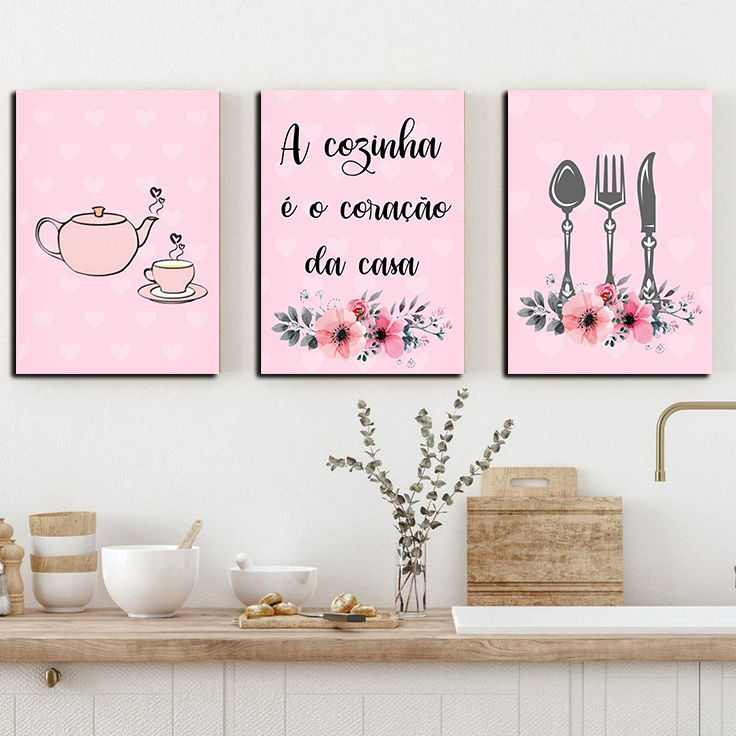 KIT 3 Placas Decorativas MDF Cozinha Cantinho Do Café Frases De decoração 20x30cm em Oferta na Shopee