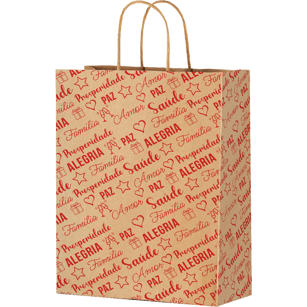 5 Sacolas de Presente Kraft G Feliz Natal  Fescolor - Inspire sua Festa Loja