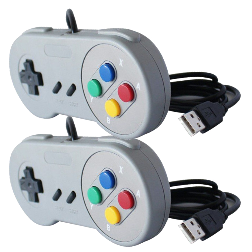 Kit 2x Controles USB Joystick Games Retro Computador Raspberry Manete PC Modelo Snes