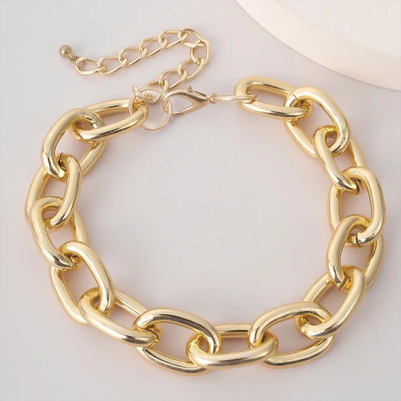 Colar Feminino Gargantilha Chocker Correntaria Grossa Folheada Banhado Corrente Ouro Folheado