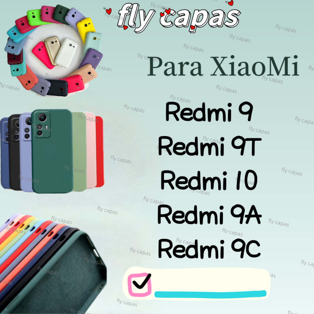 Capinha Para Xiaomi ,Redmi 9,Redmi 9T,Redmi 10 ,Redmi 9A,Redmi 9C,capa silicone case Aveludada Colorido