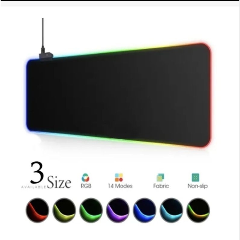 Rgb led light mouse pad com 14 tipos de cor, impermeável, multi-tamanho, para gamer de computador
