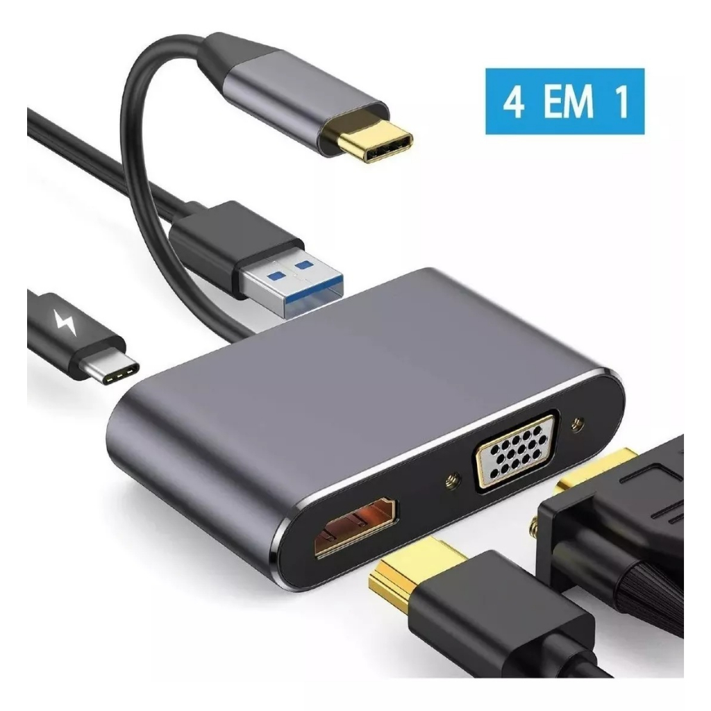 Usb 3.0 Tipo C Adaptador Para Macbook Hdmi Vga Carregador Pd em Oferta na Shopee