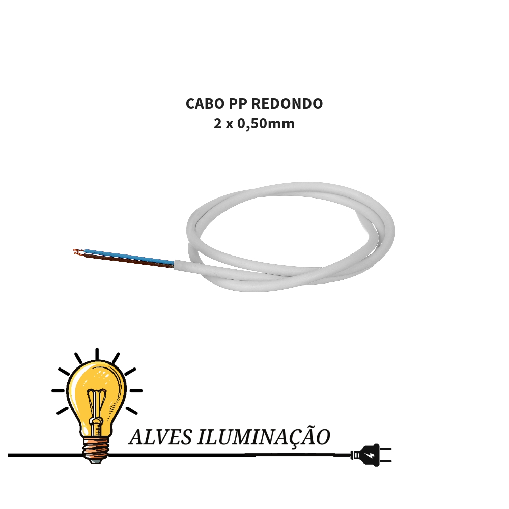 Cabo pp Redondo 2 x 0,50mm para Pendentes, Lustres e Luminárias em Oferta na Shopee