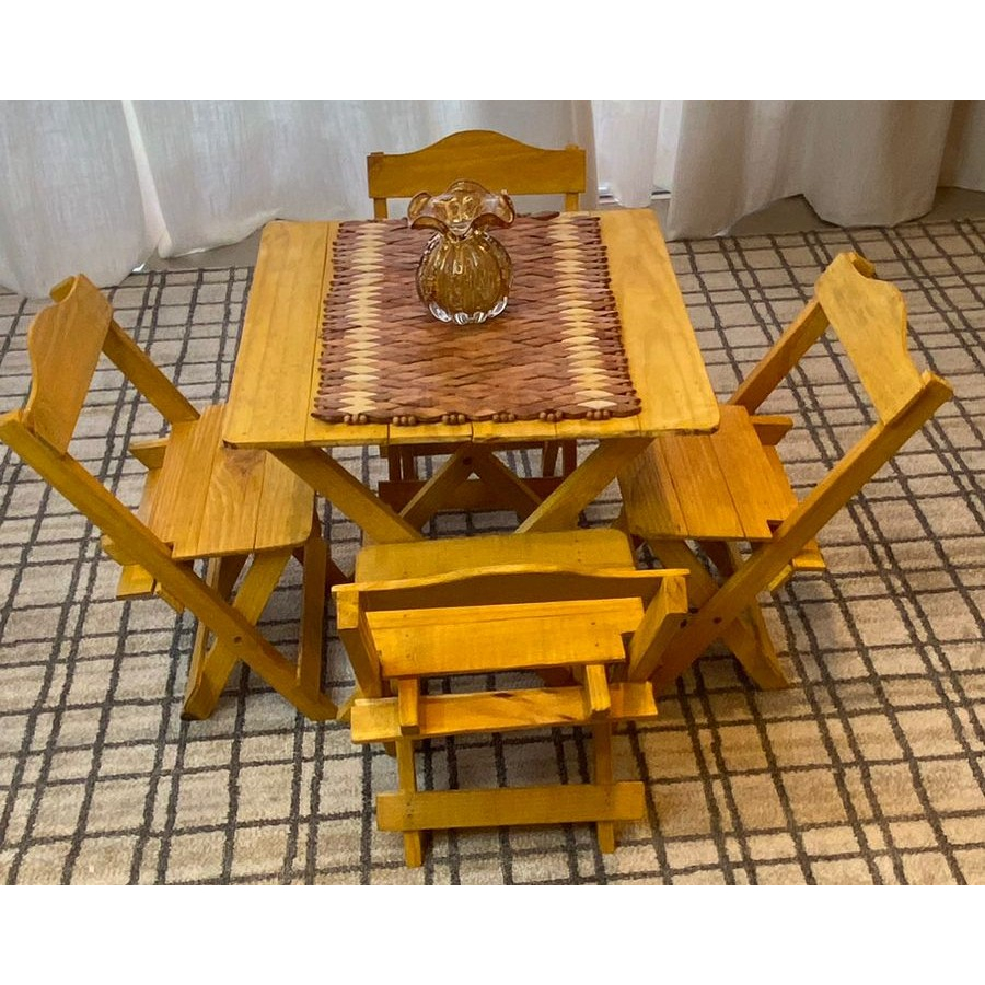 Conjunto Mesinha Infantil C/4 Cadeiras Educativa Madeira Pinus Oferta Imperdível