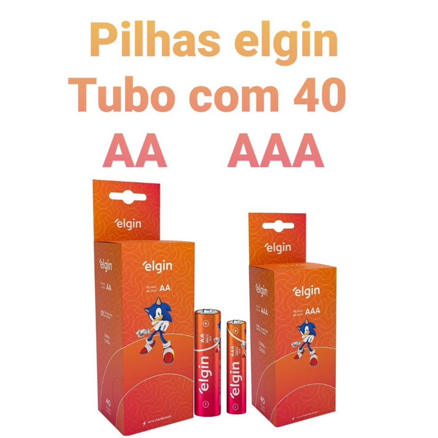 PILHAS AA/AAA-ELGIN-1.5V-TUBO-40-UNIDADES