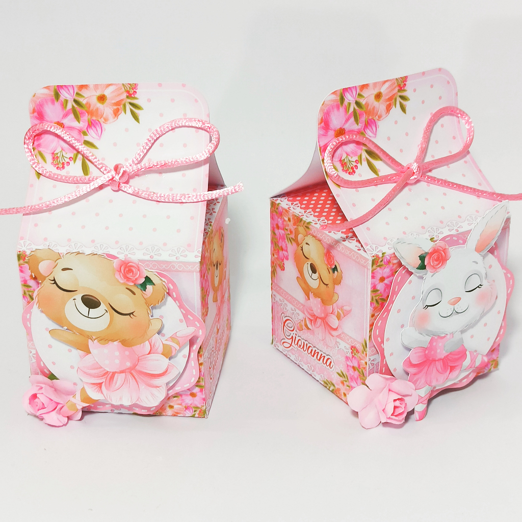 Kit de caixinhas personalizadas, milk cone  lembrancinhas, decoração Kit de aniversário bichinhos ou ursinhas bailarinas