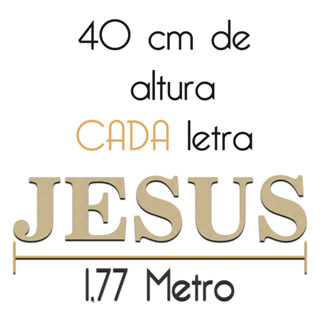 Letreiro Jesus Grande Para Parede 40 Cm Cada Letra Igreja Religioso Nome Decorativo 1,77 Metros Mdf Enfeite