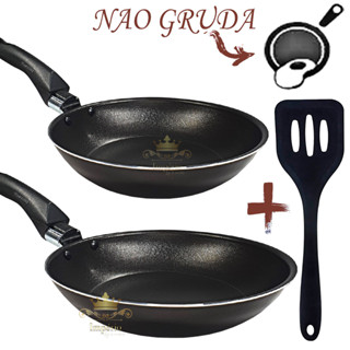 Kit de Frigideiras 2 Peças Tamanho 24 E 16 Cm Com Espátula 2 Frigideira Antiaderente Francesa Com 5 Camadas De Teflon Cor Preta E Dourado Alumínio Reforçada Funda Para Ovo em Oferta na Shopee