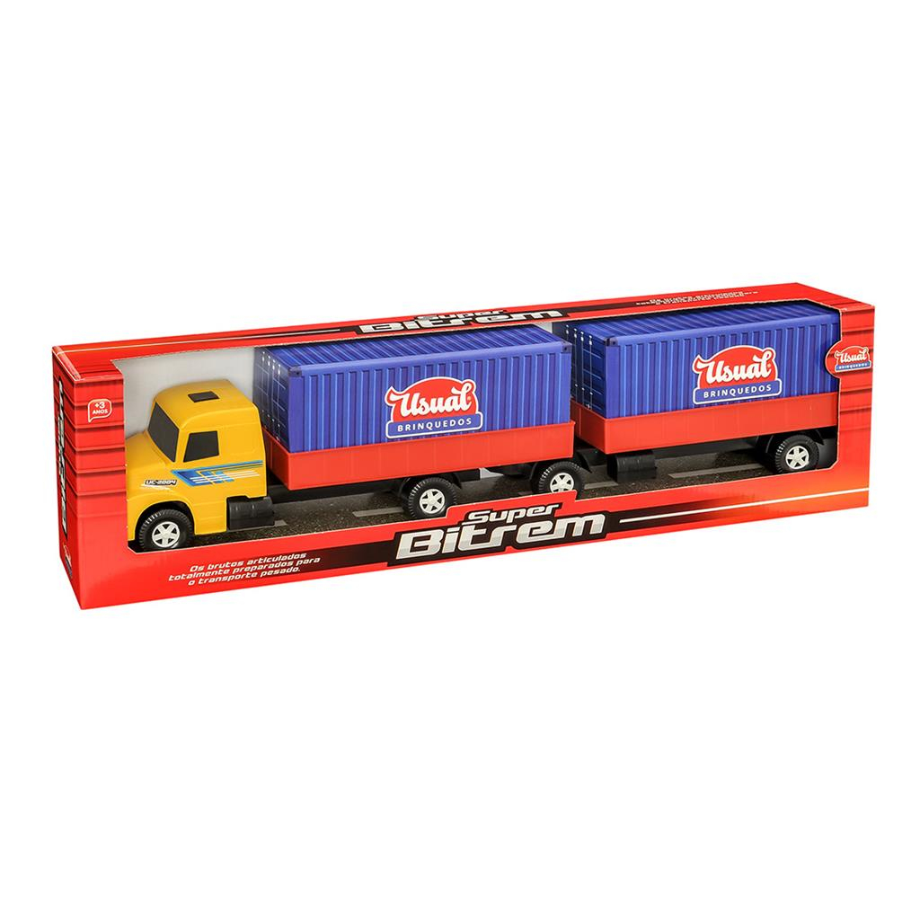 Caminhão Super Bi Trem Infantil Container Bruto Articulado 63 - Usual Brinquedos