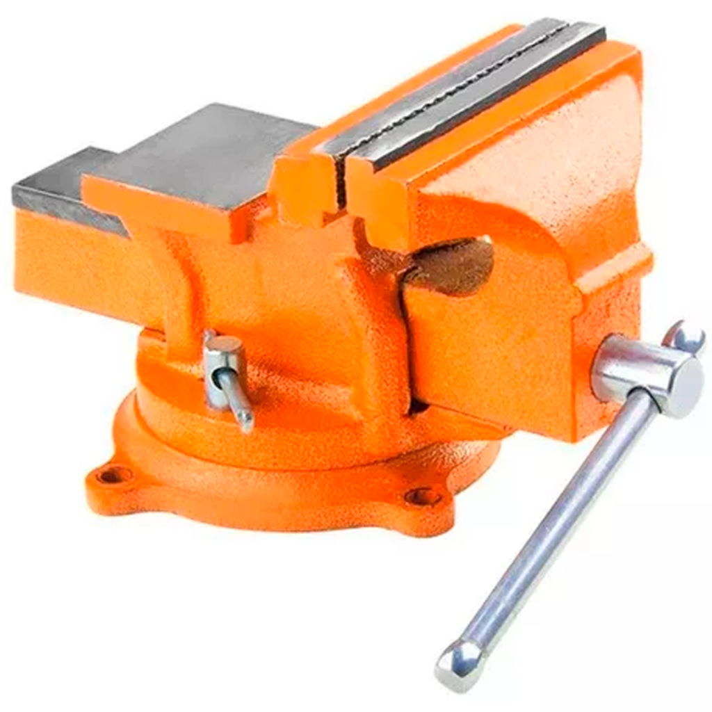 Mini Torno Morsa De Bancada 4Pol. 100mm Base Giratória Com Bigorna Profissional Rotativa Torneadora