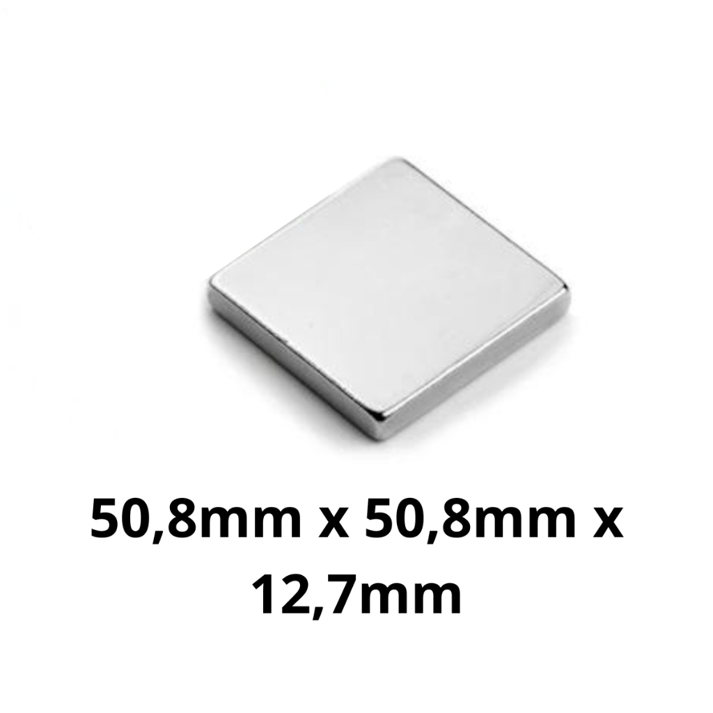 Bloco Magnético Imã Neodímio Potente N50 50,8x50,8x12,7 mm Super Forte