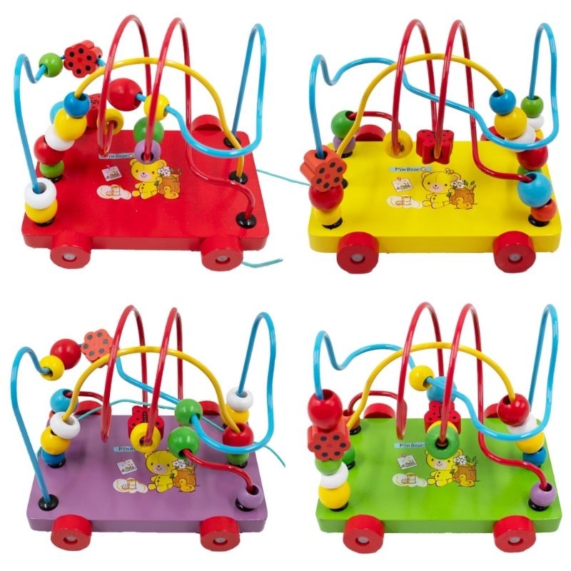 Brinquedo Aramado Labirinto Montanha Russa Didático Colorido Carro Madeira Pedagógico Cores Formas em Oferta na Shopee