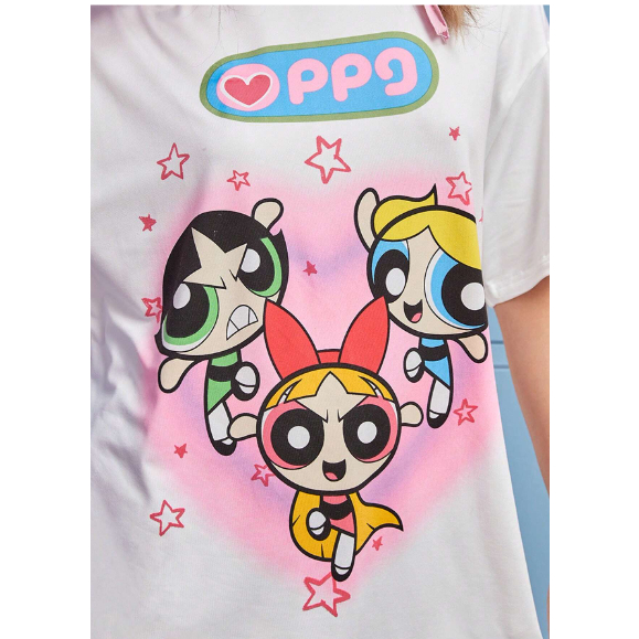 Camiseta The Girls Desenho Estampado Meninas Super Poderosas Cartoon Animado Blusa Oversized