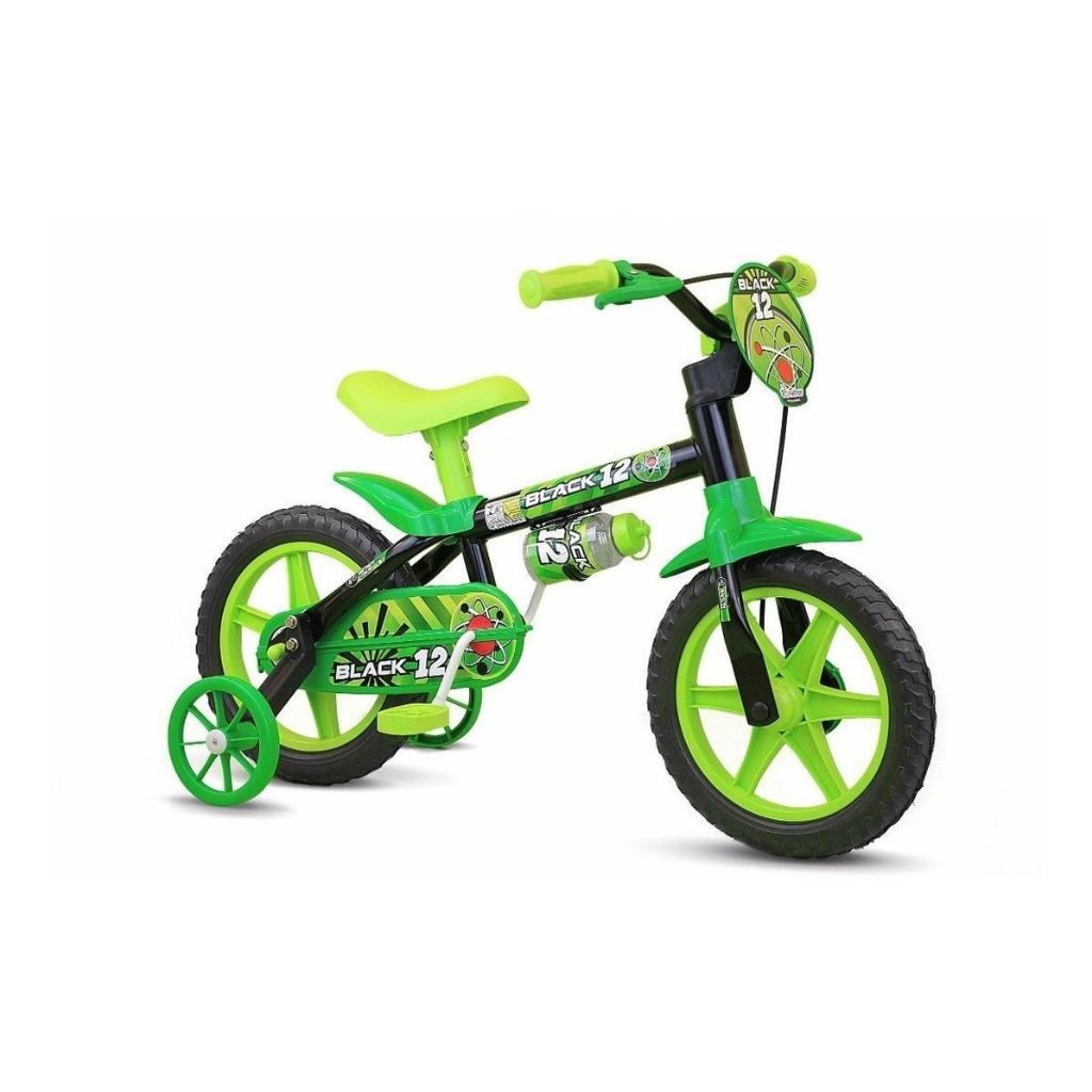 Bicicleta Bike Para Criança 3 A 5 Anos Aro 12 Black 12 Nathor