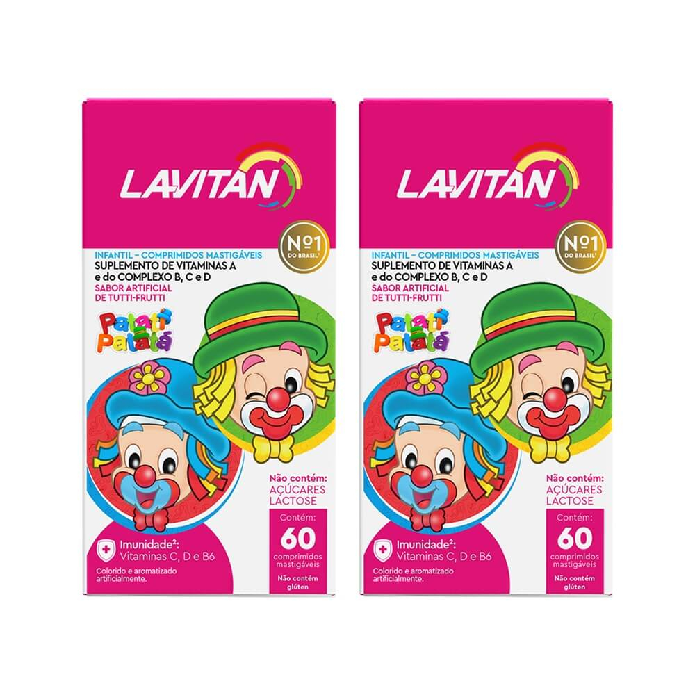 Vitamina Infantil Lavitan Kids Tutti-Frutti 60 comp Kit 2 Uni Val 31/03/24