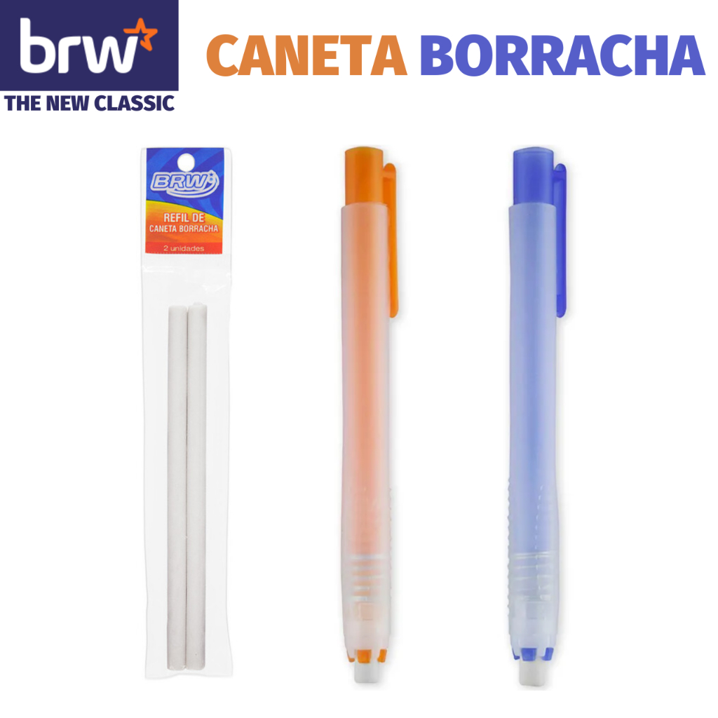 Caneta Borracha Brw Retrátil e Refil - Borracha em formato de Caneta