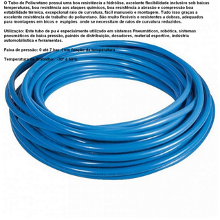 2 metros - Mangueira Tubo De Poliuretano  Azul  Pneumática, linha de ar - COMPRESSOR em Oferta na Shopee