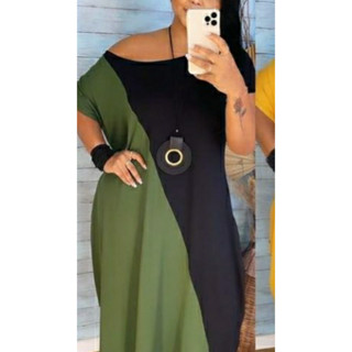 Vestido Bicolor Saruel 2 Cores Malha Viscolycra
