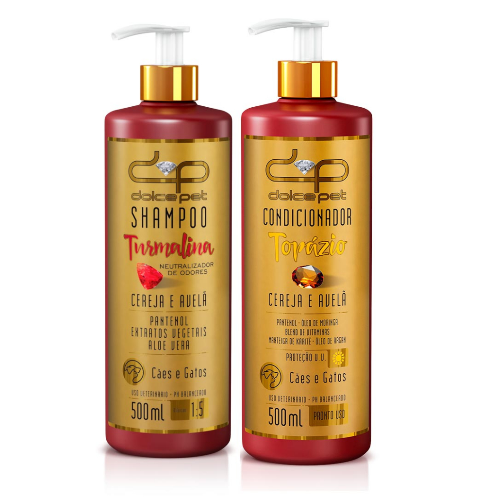 Kit Dolce Pet Shampoo Neutralizador de Odores + Condicionador Cereja e Avelã 500 ml Cães e Gatos em Oferta na Shopee