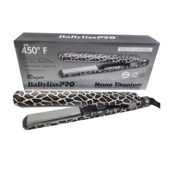 Prancha BabylissPro Nano Titanium Profissional Animal Print