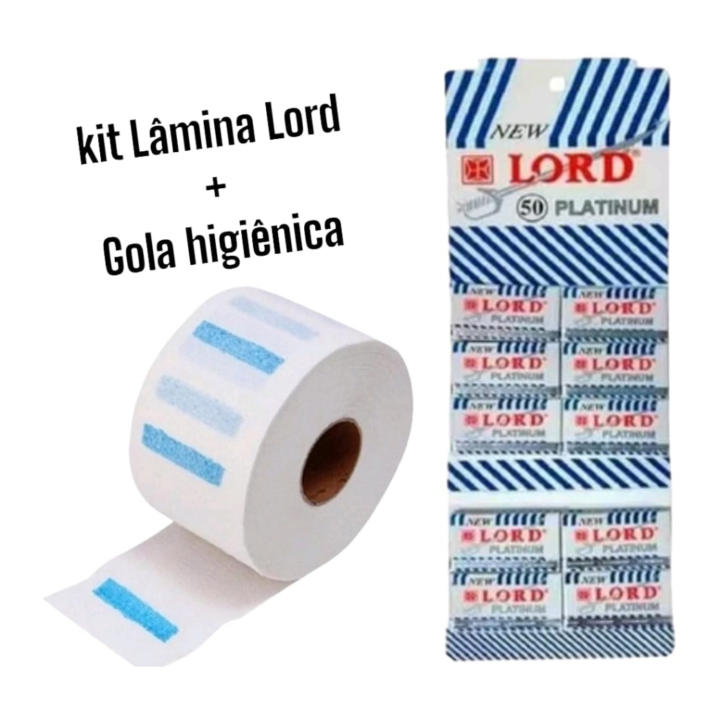 kit gola higienica Lamina Barbear New Lord Class - Platinum Cart C/50un barbeiro