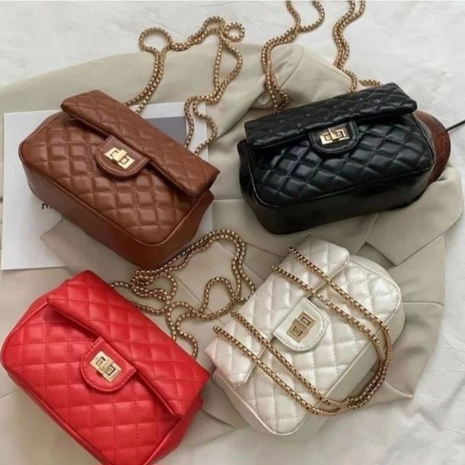 Bolsa Feminina Ombro Transversal Alça Corrente dourado