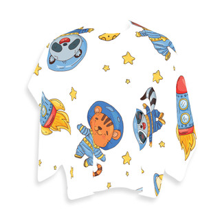 Capa Barbeiro Ursinhos Astronautas Cetim 156x146cm