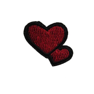 kit 5 Adesivo de Roupa Aplique Patch Bordado Termocolante Coração Duplo