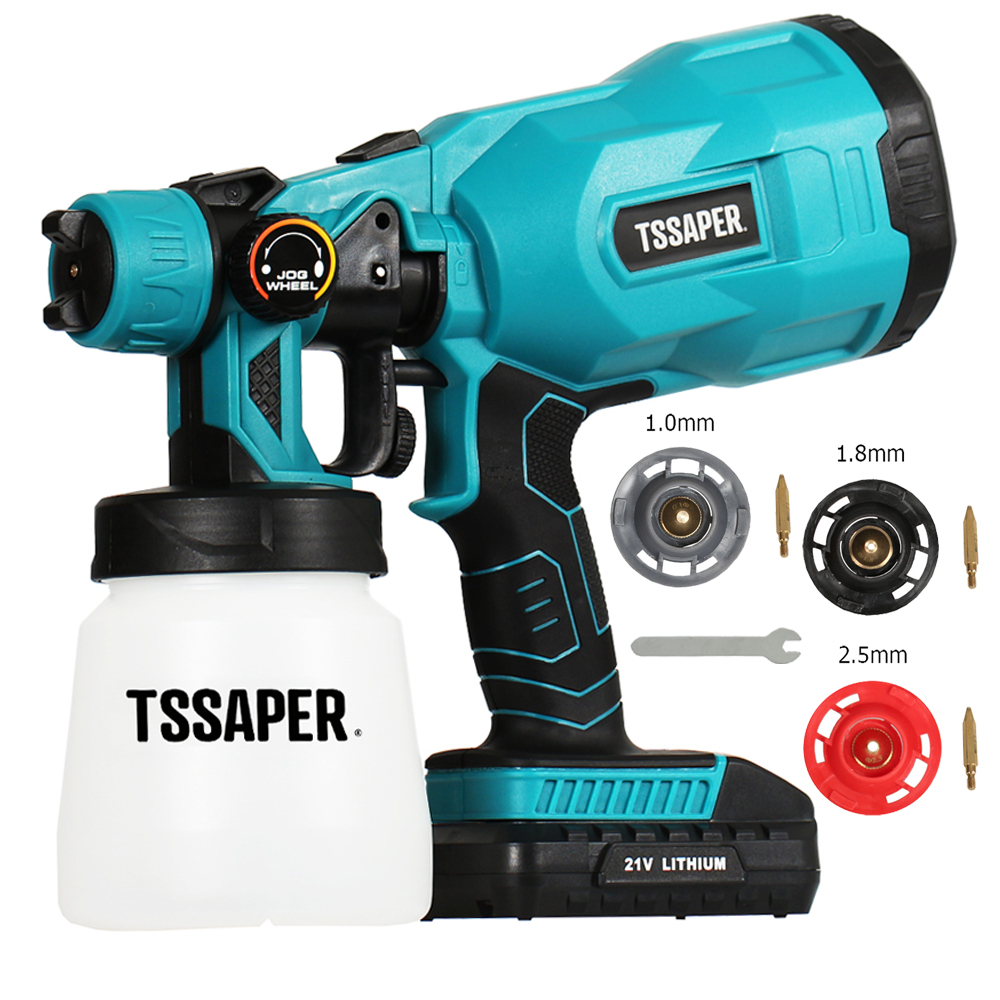 Pistola De Pintura A Bateria 21v Sem Fio Pulverizador Tinta HVLP Carrega Bateria rápido