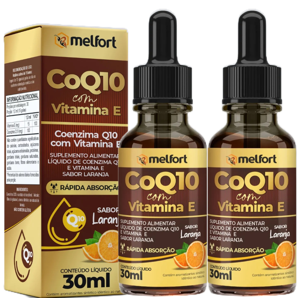 Kit 2 Coenzima q10 com Vitamina E 100mg por Porção Em Gotas Pura em Oferta na Shopee