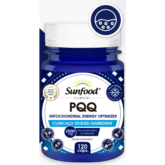 PQQ 2500mg 120cap Sunfood - Auxiliar na produção de energia celular