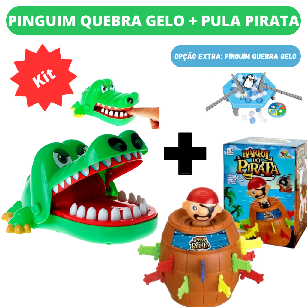 Kit Pula Pirata + Jacaré Morde Dedo Crocodilo Dentista Barril Jogo Brinquedo infantil em Oferta na Shopee