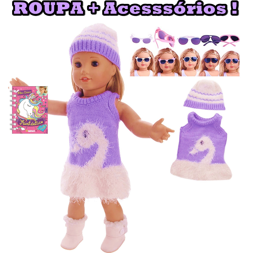 Roupa Para Boneca American Girl Our Generation Adora Bebê Reborn Baby Alive My London Girl Sophia Madame Alexander Lissi Goetz Corelle Roupinha Unicórnio TipTop com Acessórios 01