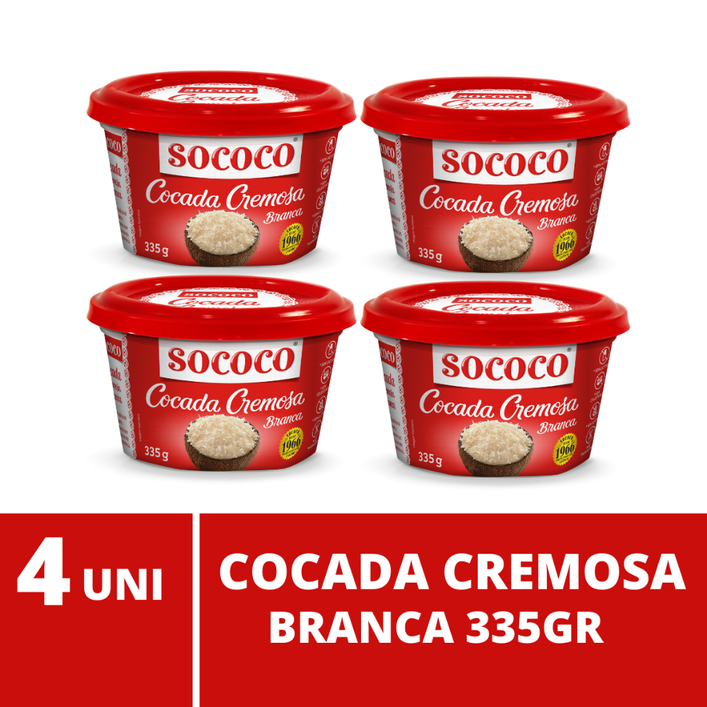 Cocada Cremosa Branca 335gr Sococo - 4 Unidades