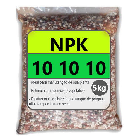 5k Adubo Fertilizante - NPK 10 10 10 - Plantas, Flores, Rosas Deserto, Samambaia